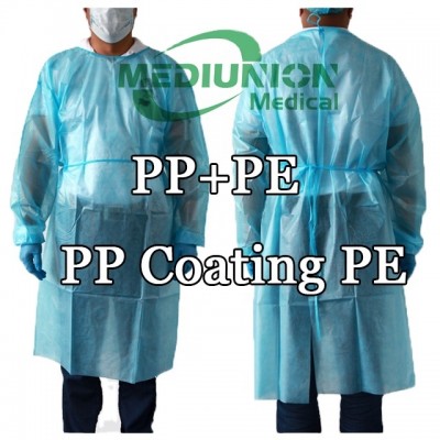 Disposable isolation gown PP+PE PP coating PE waterproof