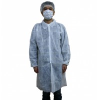 Disposable non woven lab coat waterproof with button